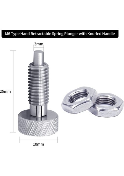2 Paket Çelik Kilitleme M6 Tipi El Geri Çekilebilir Yaylı Piston, 1/4 Inç-20 Konu, Haddeleme Araç Kutusu Için 0,50 Inç Konu (Yurt Dışından)