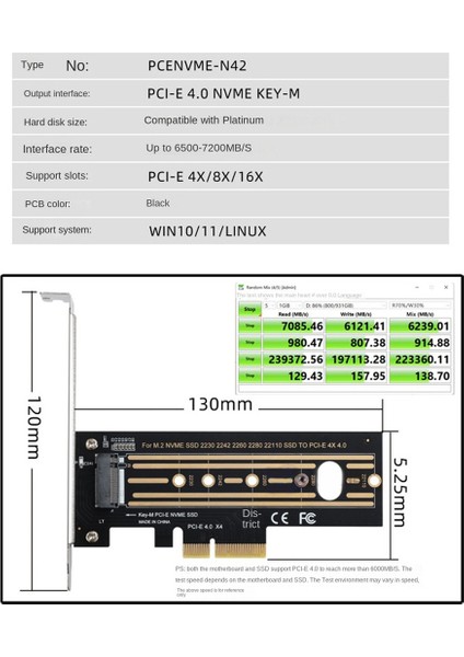 M.2 Nvme Ssd'den Pcı-E 4.0 Adaptör Kartına Pcı-E X4 4.0 Gen4 Nvme Key-M.2 Adaptör Kartı Desteği 2230/2242/2260/2280/22110 SSD (Yurt Dışından)