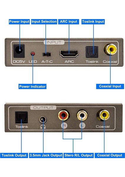 Arc Toslink Spdıf Koaksiyel Için 192KHZ Çok Fonksiyonlu Ses Dönüştürücü (Yurt Dışından)