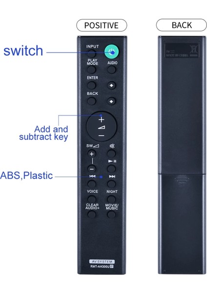 RMT-AH300U Sony Sound Bar Için Soundbar Uzaktan Kumanda HT-CT291 SA-CT290 SA-CT291 HT-CT290 HTCT290 (Yurt Dışından)