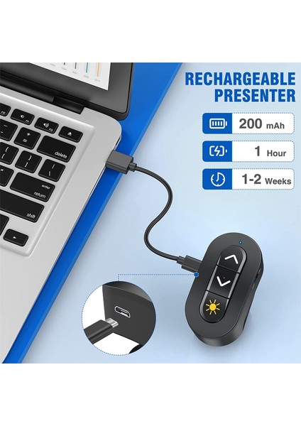 Win 10 8 7 Xp Power Point Için Kırmızı Işıklı USB Sunum Uzaktan Kumandalı 2.4ghz Şarj Edilebilir Kablosuz Sunucu Parmak Yüzük (Yurt Dışından)