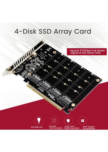 Bağlantı Noktalı M.2 Nvme Ssd'den Pcıe X16M Anahtar Sabit Disk Dönüştürücü Okuyucu Genişletme Kartı, 4 x 32 Gbps Aktarım Hızı (Yurt Dışından) modelleri