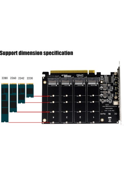 Bağlantı Noktalı M.2 Nvme Ssd'den Pcıe X16M Anahtar Sabit Disk Dönüştürücü Okuyucu Genişletme Kartı, 4 x 32 Gbps Aktarım Hızı (Yurt Dışından) indirimleri