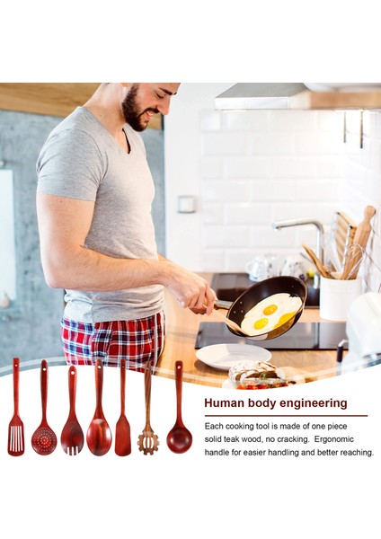 Ahşap Mutfak Eşyaları Seti, Yemek Pişirmek Için Ahşap Kaşık Doğal Tik Ahşap Mutfak Spatula Seti Dahil 7 Paket (Yurt Dışından) indirimleri