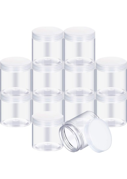 Boş 12'li Paket Şeffaf Plastik Saklama Baharat Kavanozu Geniş Ağızlı Plastik Konteyner, Güzellik Ürünleri, Dıy Mukus Imalatı Veya Diğer Kullanımlar Için Kapaklı (Yurt Dışından)
