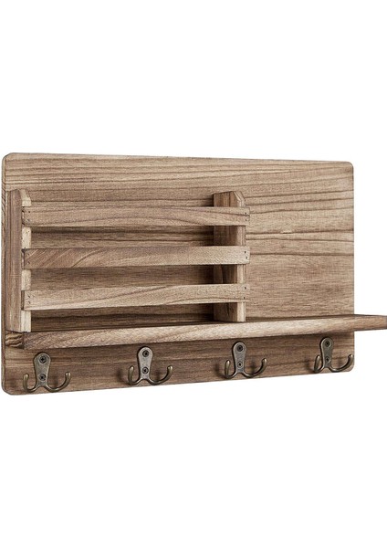 Duvara Monte Posta Tutucu Ahşap Posta Sıralayıcısı Organizatör, 4 Çift Anahtar Kanca ile Ev Dekorasyonu, Giriş Veya Çamur Odası Için (Yurt Dışından)