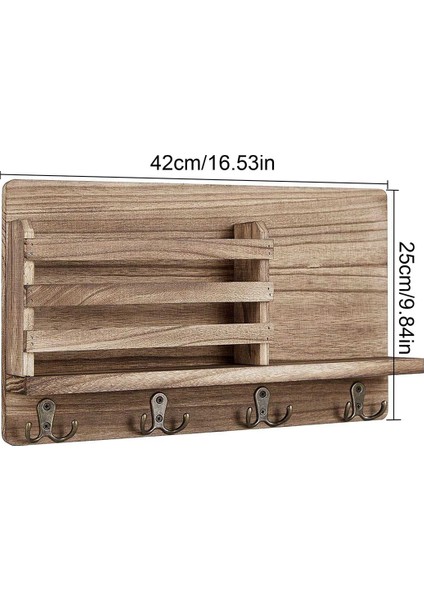 Duvara Monte Posta Tutucu Ahşap Posta Sıralayıcısı Organizatör, 4 Çift Anahtar Kanca ile Ev Dekorasyonu, Giriş Veya Çamur Odası Için (Yurt Dışından) fiyatları