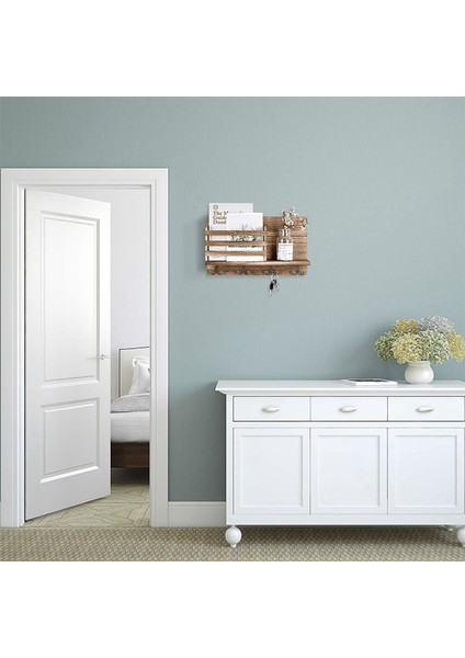 Duvara Monte Posta Tutucu Ahşap Posta Sıralayıcısı Organizatör, 4 Çift Anahtar Kanca ile Ev Dekorasyonu, Giriş Veya Çamur Odası Için (Yurt Dışından) fırsatları