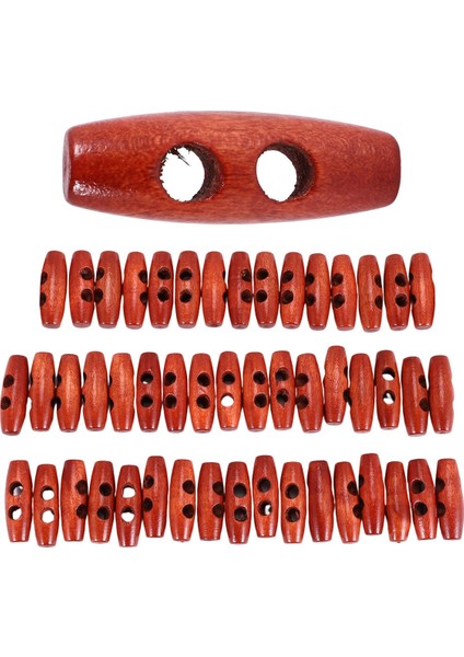 50 Parça Zeytin Şekli Ahşap Geçiş Düğmeleri Giysi Dekor Için 2 Delik Dikiş Düğmeleri (Yurt Dışından)