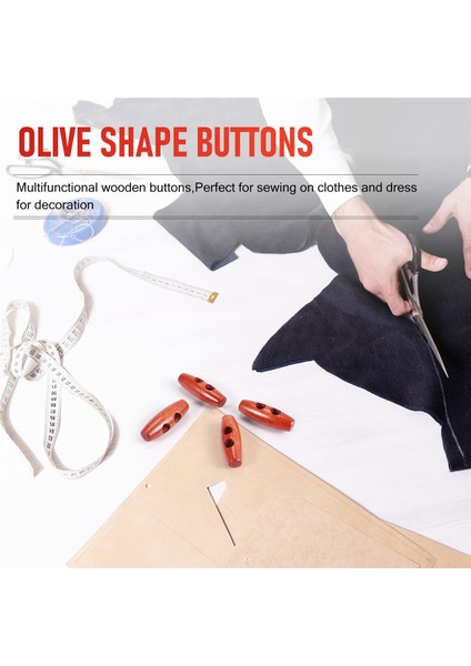 50 Parça Zeytin Şekli Ahşap Geçiş Düğmeleri Giysi Dekor Için 2 Delik Dikiş Düğmeleri (Yurt Dışından) fırsatları