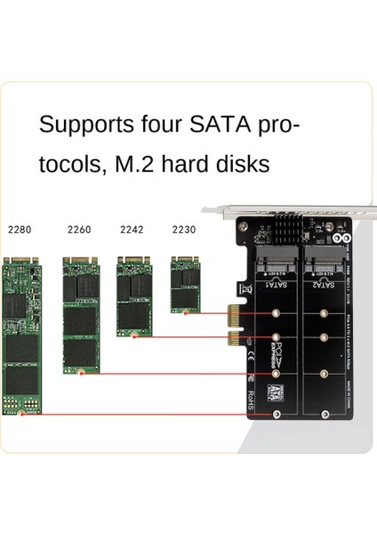 PH58 2 x M2 Sata Pcıe Adaptör Kartı Çift Diskli Ekran Kartı Raıd Ayırıcı Genişletme Kartı Pcıe X1 - Ngff M2 Sata SSD (Yurt Dışından)