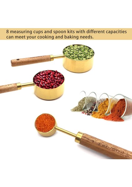 8'li Ölçü Kabı ve Kaşık Seti, Metrik ve Abd Ölçülerinde Ahşap Saplı, Paslanmaz Çelik, Pişirme ve Fırınlama Için (Yurt Dışından) fırsatları