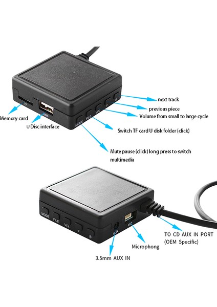 Araba Bluetooth Modülü 6 Pin Aux Tf USB Adaptörü Kablosuz Radyo Çalar Stereo Ses Modülü Renault 2005-2011 Için (Yurt Dışından)