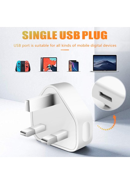 Evrensel USB Ingiltere Tak 3 Pin Duvar Şarj Adaptörü USB Bağlantı Noktaları ile Seyahat Şarj Cihazı Telefon Ipad Için Şarj (1 Bağlantı Noktası) (Yurt Dışından) fiyatları