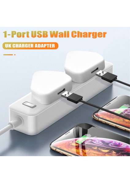 Evrensel USB Ingiltere Tak 3 Pin Duvar Şarj Adaptörü USB Bağlantı Noktaları ile Seyahat Şarj Cihazı Telefon Ipad Için Şarj (1 Bağlantı Noktası) (Yurt Dışından) modelleri
