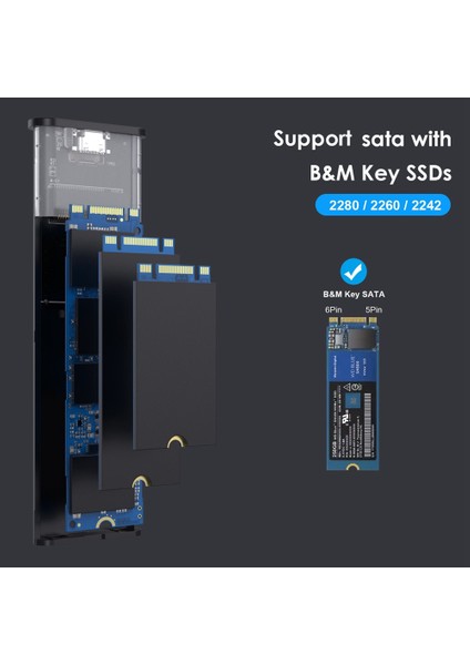 M2 SSD Kasa Ngff 5 Gbps Sata Protokolü M.2 - USB 3.1 Gen1 SSD Adaptörü Için Ngff Sata SSD Disk Kutusu M.2 SSD Kılıfı (Yurt Dışından)