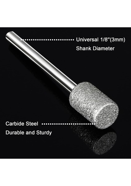 10 ADET8MM Silindirik Kafa Elmas Çapak Taş Oyma Taşlama Seti Taş Kayalar Cam Seramik-Dremel Için-Döner Aletler (Yurt Dışından)