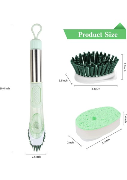 Bulaşık Temizleme Fırçası-Sabunluk Bulaşık Fırçası Seti ve 4 Yedek Kafa Bulaşık Pot Tava Lavabo Için Depolama Tutucu-Yeşil (Yurt Dışından)