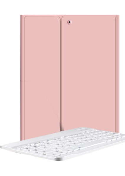 iPad 2019 Için Çok Renkli Bluetooth Klavye Kılıfı, Pembe ve Beyaz (Yurt Dışından)