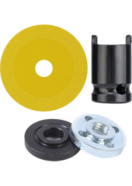 Adaptörlü Cam Kesme Diski Seti 10CM Ultra-Ince Testere Bıçağı Yeşim Kristal Taşlama Pah Kırma Kesme Bıçağı Sarı (Yurt Dışından)