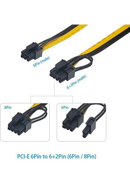 10 Adet/grup 8-Pin Pcı Express - 2 x Pcıe 8 (6+2) Pin Veri Kablosu (Yurt Dışından)