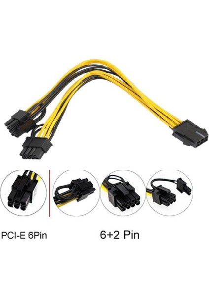 10 Adet/grup 8-Pin Pcı Express - 2 x Pcıe 8 (6+2) Pin Veri Kablosu (Yurt Dışından)