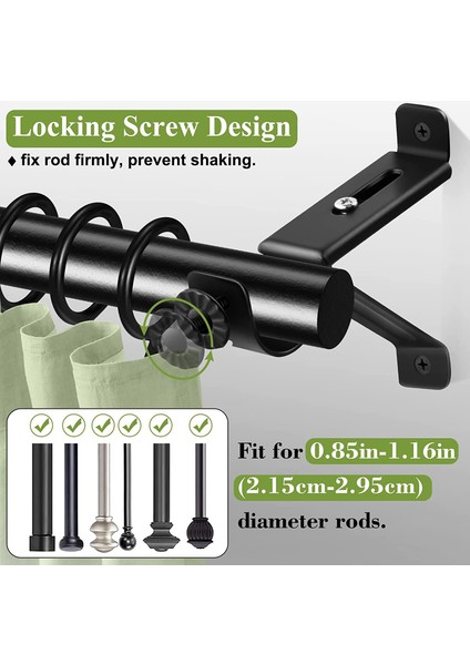 Perde Çubuk Braketi, Ayarlanabilir Ağır Hizmet Perde Çubuk Tutucular, Siyah Perde Çubuklar Duvar Perdelik Çubuk Için Kanca Askıları (Yurt Dışından) indirimleri
