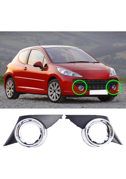 Araba Ön Sağ Sis Aydınlatma Koruması Krom Sis Farları Çerçeve Izgara Oto Aksesuarları Peugeot 207 Sport 2006-2009 Için (Yurt Dışından)