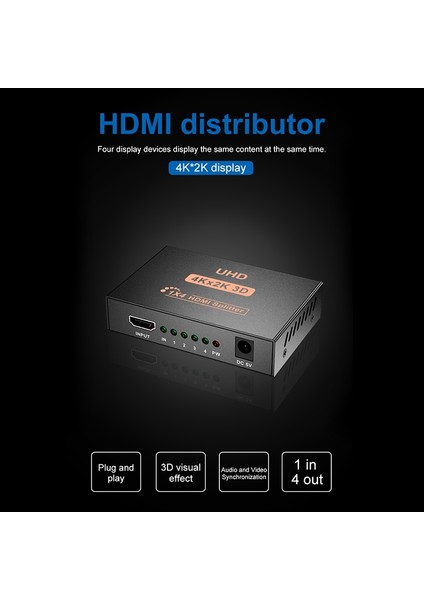 Ps5 Için 4K 1x4 HDMI Ayırıcı 1 Bağlantı Noktasından 4 HDMI Ekrana Çoğaltılmış/ayna USB ile Güçlendirilmiş Ayırıcı (Bir Ila Dört Çıkış) (Yurt Dışından)