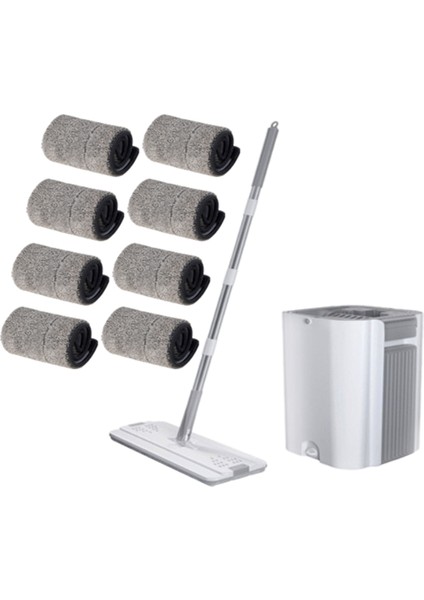 Zemin Paspas ve Kova Seti Düz Sıkma Mops Kovalar Mikrofiber Pedler Ev Parke Zemin Temizleme Esnek Moplar (Yurt Dışından)