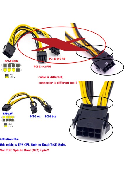 Adet Eps Cpu 12V Grafik Kartı Pcı Express Güç Uzatma Kablosu 20CM (Yurt Dışından)