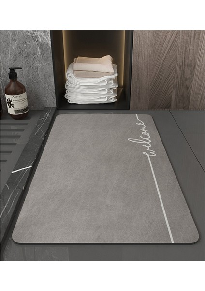 Banyo Paspas Süper Emici Çabuk Kuruyan Kaymaz Banyo Halısı Modern Basit Kaymaz Paspaslar Ev Diatomit Mat Gri (Yurt Dışından) fiyatları