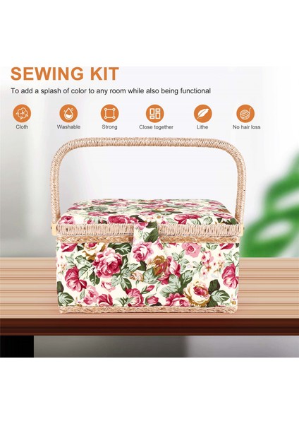 Ekstra Büyük Dikiş Sepeti, Vintage Dikiş Sepeti, Iğneler, Iplik, Mezura ve Diğer Dikiş Malzemeleri Depolama Için (Yurt Dışından) fırsatları