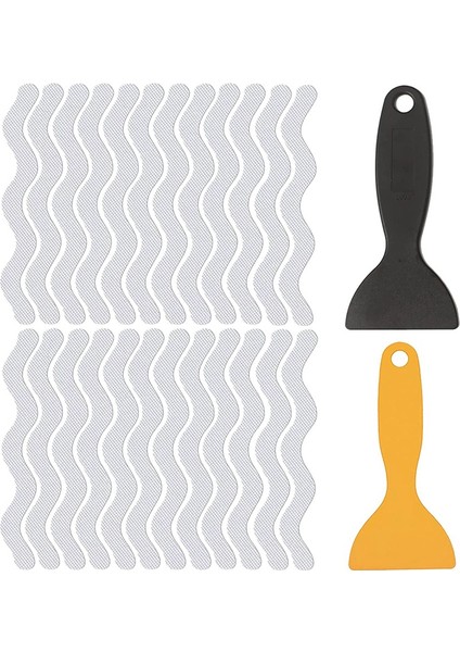 Banyo Kavrama Çıkartmaları 24 Adet Kaymaz Şeritler Duş Için 2 Adet Kazıyıcı Kaymaz Şeritler Ped Küvet Döşeme Bandı Mat (Yurt Dışından)