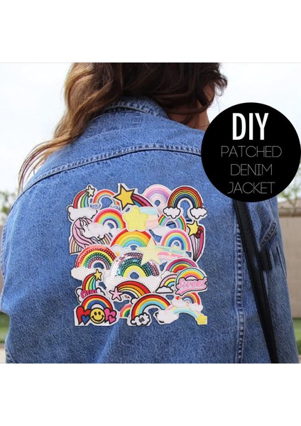25 Adet Çocuk Işlemeli Yama Gökkuşağı Dikmek/demir On Patch Aplike Elbise Kot Dikiş Çiçekler Aplike Dıy Aksesuar (Yurt Dışından)