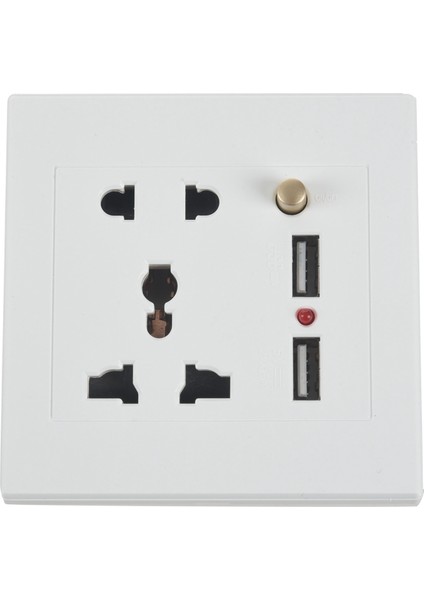 2.1A Çift USB Duvar Şarj Soketi Adaptörü Evrensel Güç Çıkışı Paneli Beyaz Anahtarı (Yurt Dışından)