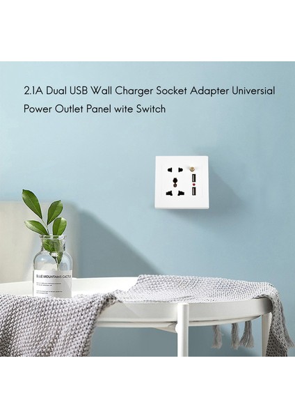 2.1A Çift USB Duvar Şarj Soketi Adaptörü Evrensel Güç Çıkışı Paneli Beyaz Anahtarı (Yurt Dışından)
