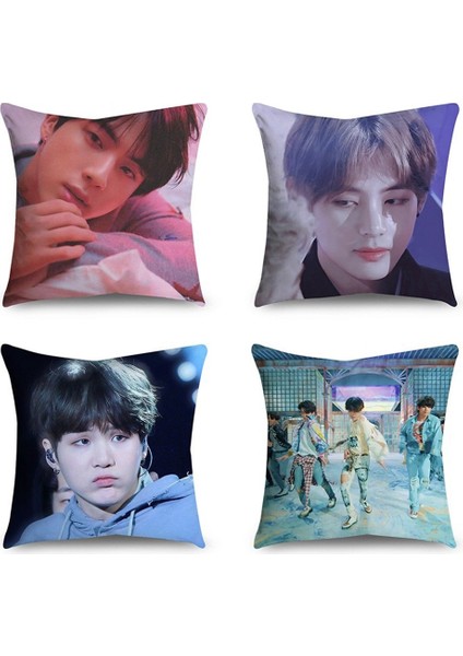 Bts Yastık Örtüleri 18X18 4'lü Set Minder Örtüleri Kanepe Süslemeleri (Yurt Dışından)