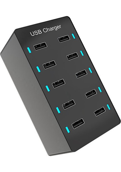 50W USB Çoklu Bağlantı Noktası Şarj Cihazı Hızlı Şarj Şarj Cihazı Hub 10 Bağlantı Noktası Hızlı Şarj Şarj Cihazı Şarj Masaüstü Şarj Cihazı Siyah (Ab) (Yurt Dışından) fiyatları