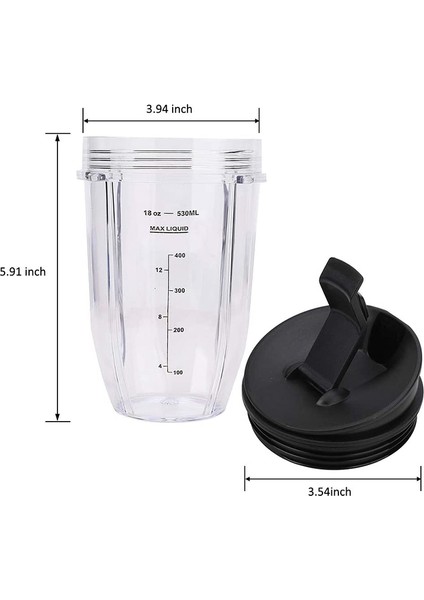 Ninja Auto Iq BL480 BL642 BL450 Için 2 Adet 18OZ Blender Bardakları Kapaklı (Yurt Dışından)