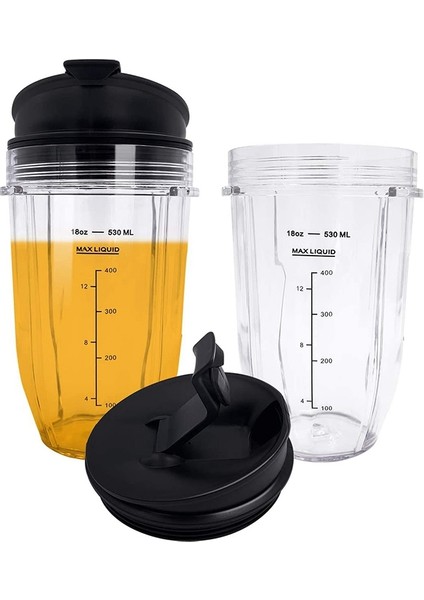 Ninja Auto Iq BL480 BL642 BL450 Için 2 Adet 18OZ Blender Bardakları Kapaklı (Yurt Dışından)