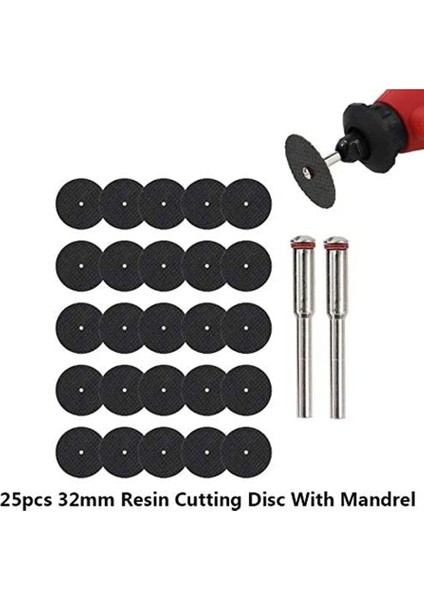 25 Adet 32MM Taşlama Çarkı Mandreller ile Döner Aletler Için Reçine Kesme Diski Mini Daire Testere Bıçağı Döner Kesme Tekerleği (Yurt Dışından)