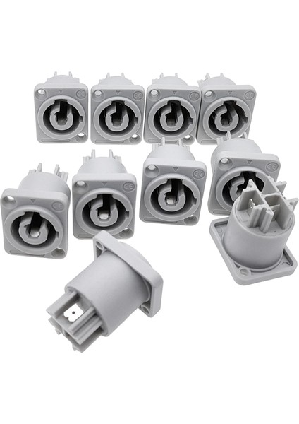 10 Adet Powercon Konektörü 3 Pin 20A 250 V Güç Hoparlör Paneli Soket Dişi LED Ekran Sahne Aydınlatma, Gri (Yurt Dışından)