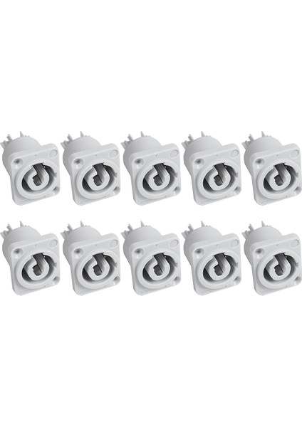 10 Adet Powercon Konektörü 3 Pin 20A 250 V Güç Hoparlör Paneli Soket Dişi LED Ekran Sahne Aydınlatma, Gri (Yurt Dışından)