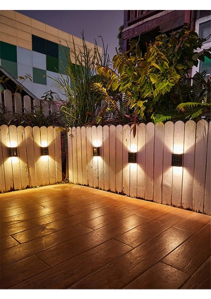 4 Ledli Solar Çift Taraflı Duvar Lambası Güneş Enerjili Aydınlatma Dekorasyon Aplik Işık fırsatları