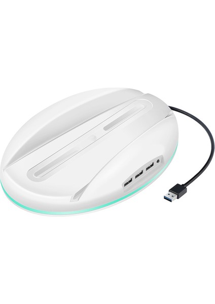 Yepyeni Dikey Taban Ps5 Konsolu Için 7 Renk Oyun Aksesuarları 3 USB Bağlantı Noktalı Konsol Standı Rgb Tutucu (Beyaz) (Yurt Dışından)