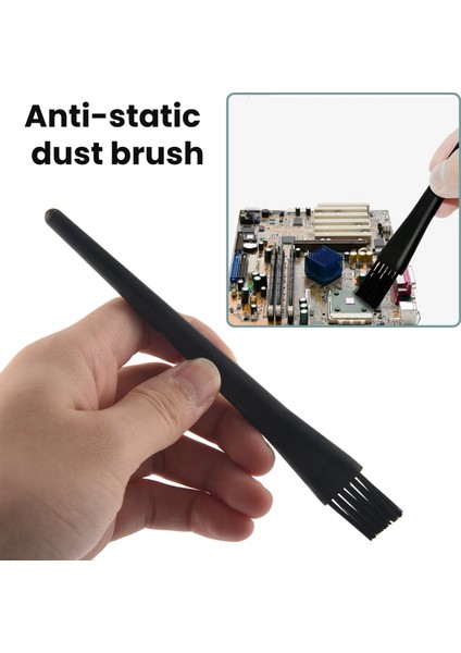 6'sı 1 Arada Plastik Küçük Taşınabilir Saplı Naylon Anti Statik Fırçalar Temizleme Klavye Fırça Seti, Siyah (Fermuarlı Çanta) (Yurt Dışından)