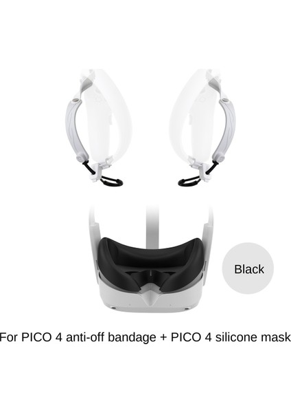 Amvr Oom N4HT1 Pıco 4 Kolu Denetleyici Için El Kayışı + Maske Kombinasyonu Tpu Serbest Bırakma Önleyici Kayış + Silikon Maske - Siyah (Yurt Dışından)