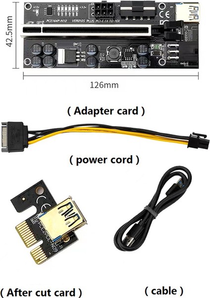 Siyah Metal Dönüşüm Kartı Sıcaklık Göstergesi Pcıex1'den X16'YA (Yurt Dışından)