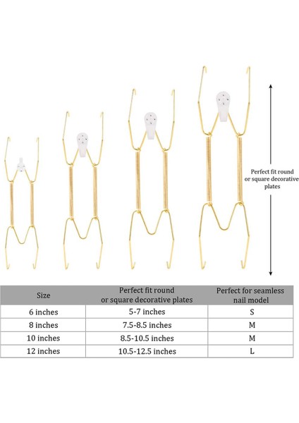 Duvar Plaka Askıları 6 8 10 12 Inç, Duvar Plaka Askıları Dekoratif Plaka Askıları Görünmez Duvar Plaka Tutucuları (Yurt Dışından) indirimleri